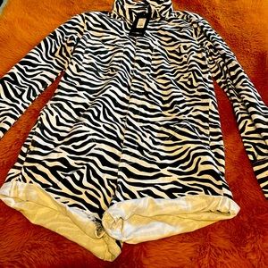 Zebra print long sleeve romper